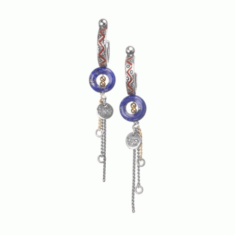Серьги из унакита, лазурита, кожи, замши и Swarovski REBECA 12--62407