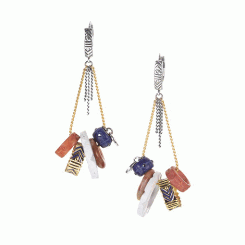 Серьги из унакита, лазурита, кожи, замши и Swarovski REBECA 12--62411