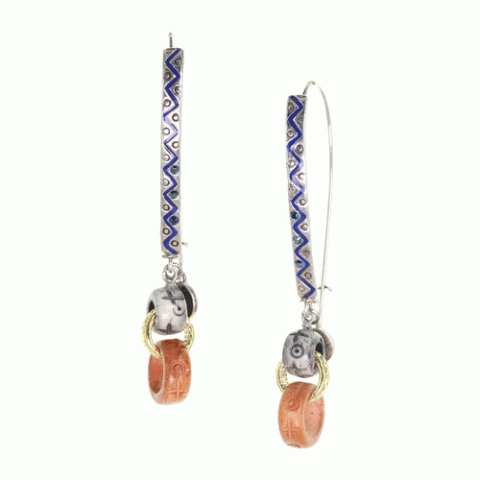 Серьги из унакита, лазурита, кожи, замши и Swarovski REBECA 12--62412