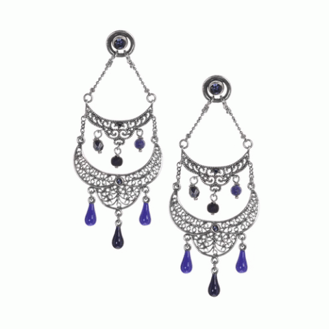 Серьги из агата, гематита, лазурита, содалита и Swarovski LOU 12--62433