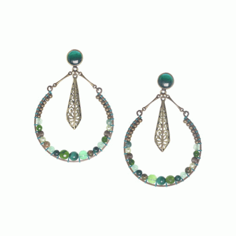 Серьги из агата, авантюрина, яшмы, малахита и унакита LEA 12--62441