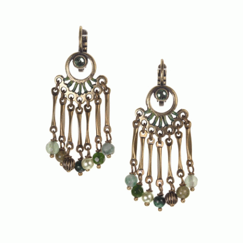 Серьги из агата, авантюрина, яшмы, малахита и унакита LEA 12--62449