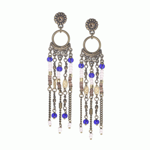 Серьги из жемчуга, лазурита, лунного камня и Swarovski JOANA 12--62464