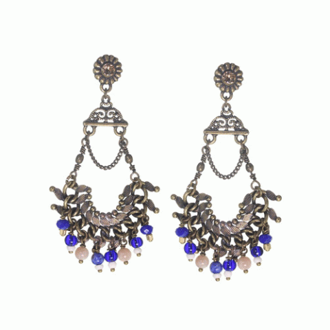 Серьги из жемчуга, лазурита, лунного камня и Swarovski JOANA 12--62467