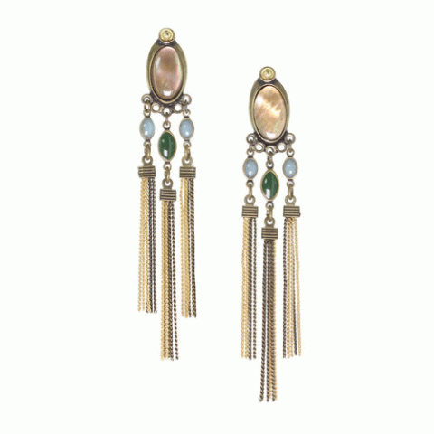 Серьги из агата, авантюрина, аквамарина, лабрадорита и перламутра LEONOR 12--62480