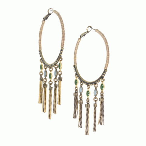 Серьги из агата, авантюрина, аквамарина, лабрадорита и перламутра LEONOR 12--62483