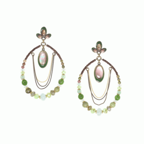Серьги из агата, авантюрина, аквамарина, лабрадорита и перламутра LEONOR 12--62488