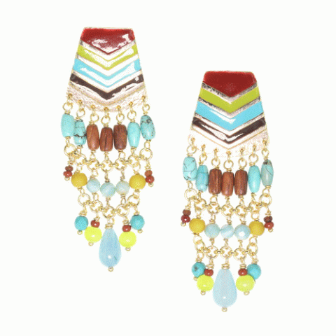 Серьги из амазонита, говлита, дерева Байонг и Сибукао TAMARA 12--62580