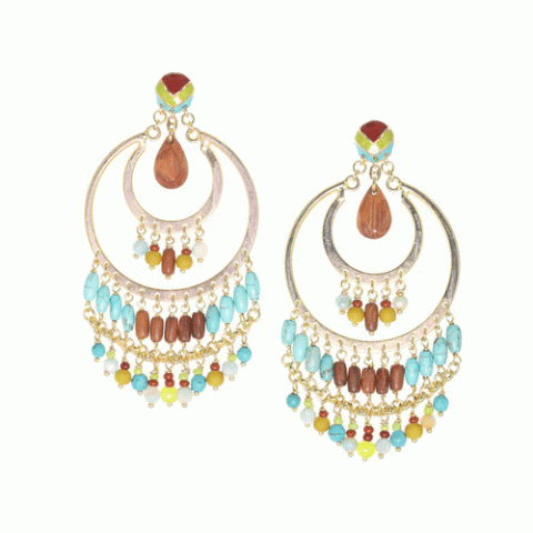 Серьги из амазонита, говлита, дерева Байонг и Сибукао TAMARA 12--62581
