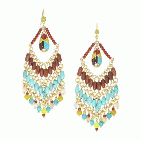 Серьги из амазонита, говлита, дерева Байонг и Сибукао TAMARA 12--62583