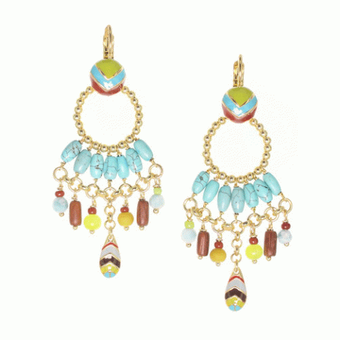 Серьги из амазонита, говлита, дерева Байонг и Сибукао TAMARA 12--62584