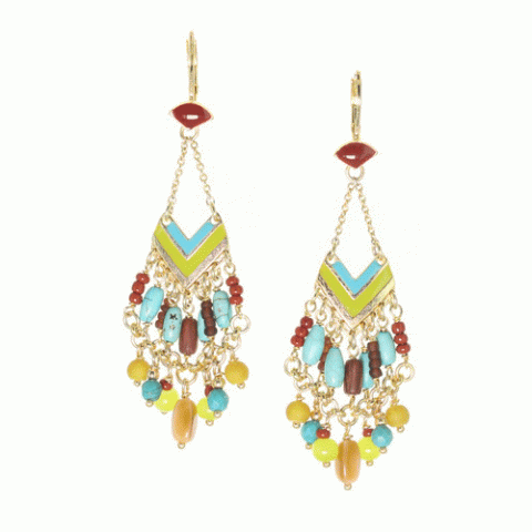 Серьги из амазонита, говлита, дерева Байонг и Сибукао TAMARA 12--62585