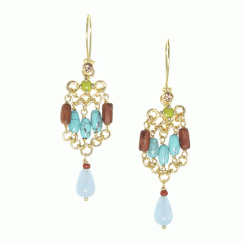 Серьги из амазонита, говлита, дерева Байонг и Сибукао TAMARA 12--62587