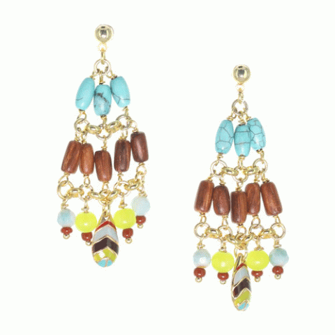 Серьги из амазонита, говлита, дерева Байонг и Сибукао TAMARA 12--62590
