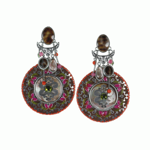 Серьги из перламутра, коралла, нефрита и кристаллов Swarovski AKRO BEO 12--62605