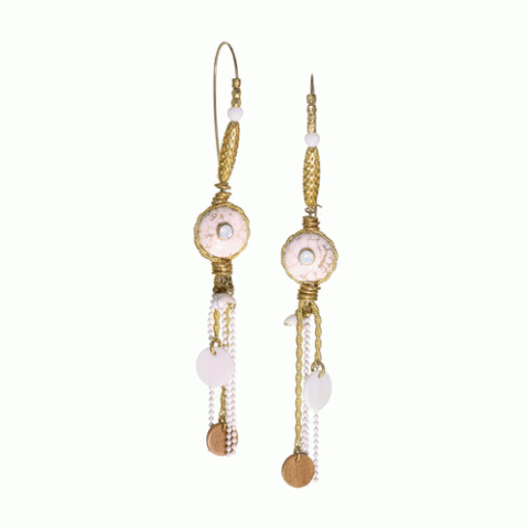 Серьги из яшмы, дерева Байонг, моллюсков и Swarovski ALICIA 12-62640