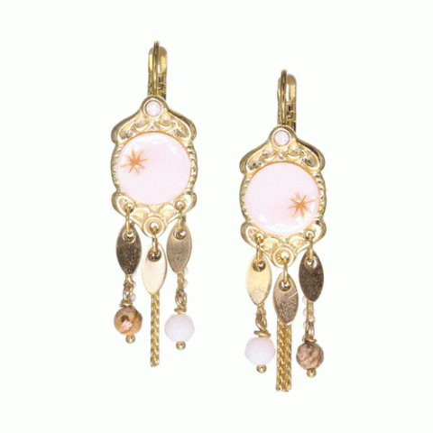 Серьги из яшмы, дерева Байонг, моллюсков и Swarovski ALICIA 12-62642