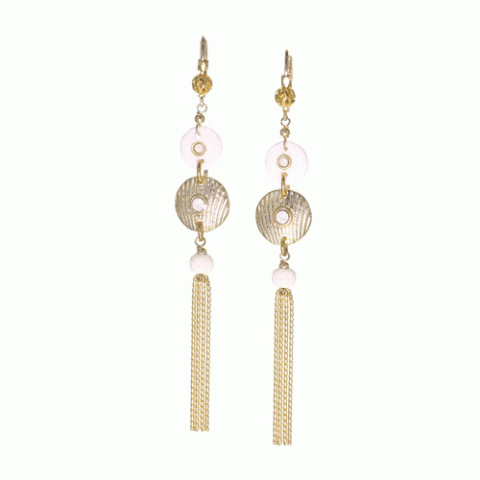 Серьги из яшмы, дерева Байонг, моллюсков и Swarovski ALICIA 12-62643