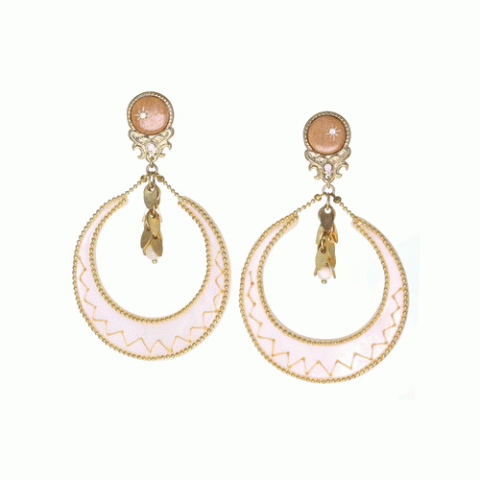Серьги из яшмы, дерева Байонг, моллюсков и Swarovski ALICIA 12-62650