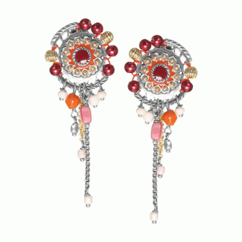 Серьги из жемчуга, хрустальных бусин, трокаса и кожи ANOUSH 12-62660