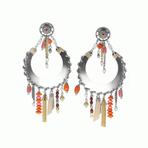 Серьги из жемчуга, хрустальных бусин, трокаса и кожи ANOUSH 12-62661