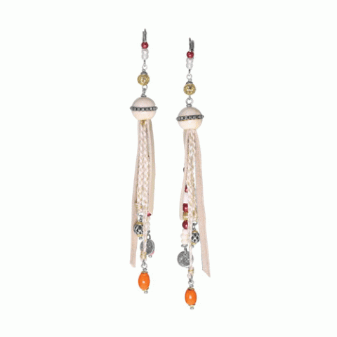 Серьги из жемчуга, хрустальных бусин, трокаса и кожи ANOUSH 12-62662