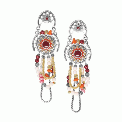 Серьги из жемчуга, хрустальных бусин, трокаса и кожи ANOUSH 12-62663