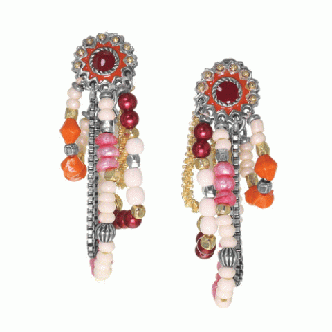 Серьги из жемчуга, хрустальных бусин, трокаса и кожи ANOUSH 12-62664