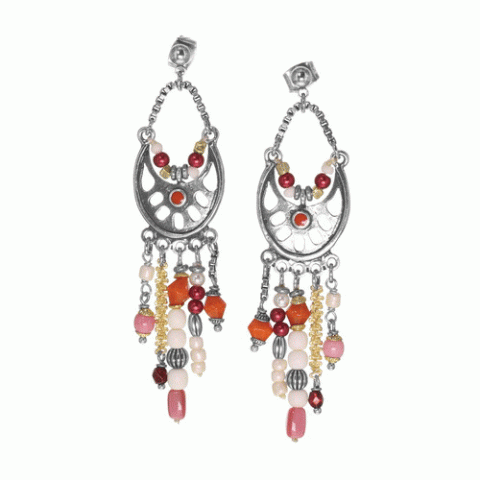 Серьги из жемчуга, хрустальных бусин, трокаса и кожи ANOUSH 12-62667