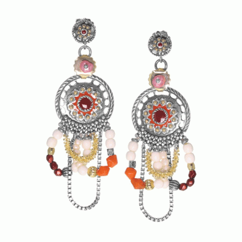 Серьги из жемчуга, хрустальных бусин, трокаса и кожи ANOUSH 12-62670