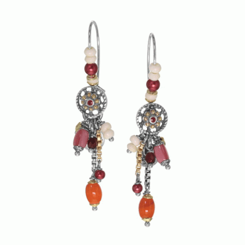 Серьги из жемчуга, хрустальных бусин, трокаса и кожи ANOUSH 12-62672