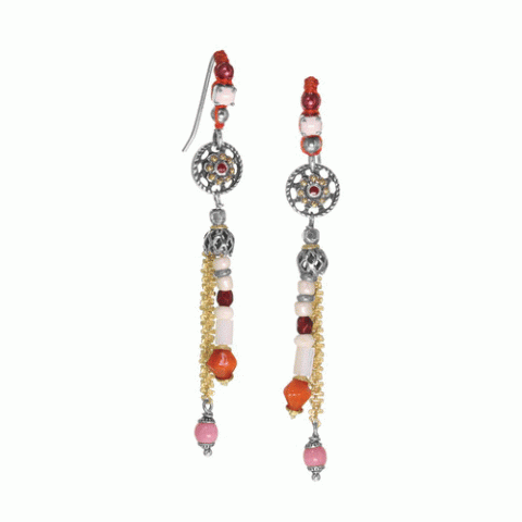 Серьги из жемчуга, хрустальных бусин, трокаса и кожи ANOUSH 12-62673