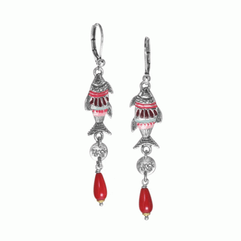 Серьги из амазонита, глины, коралла, жемчуга, яшмы и бирюзы LOUVE 12-62680
