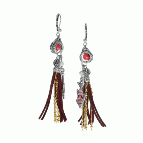 Серьги из амазонита, глины, коралла, жемчуга, яшмы и бирюзы LOUVE 12-62681