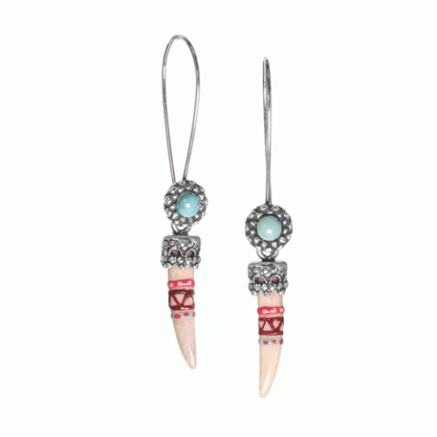 Серьги из амазонита, глины, коралла, жемчуга, яшмы и бирюзы LOUVE 12-62682