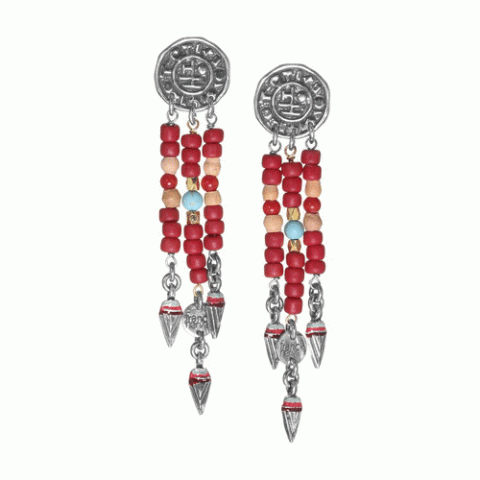 Серьги из амазонита, глины, коралла, жемчуга, яшмы и бирюзы LOUVE 12-62684