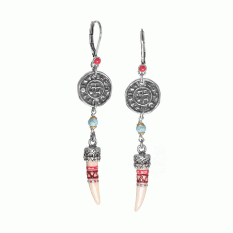 Серьги из амазонита, глины, коралла, жемчуга, яшмы и бирюзы LOUVE 12-62685