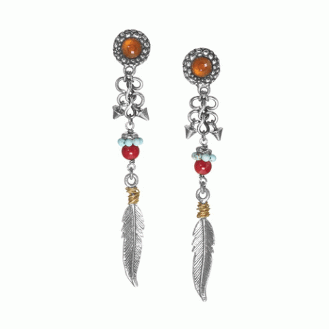 Серьги из амазонита, глины, коралла, жемчуга, яшмы и бирюзы LOUVE 12-62687