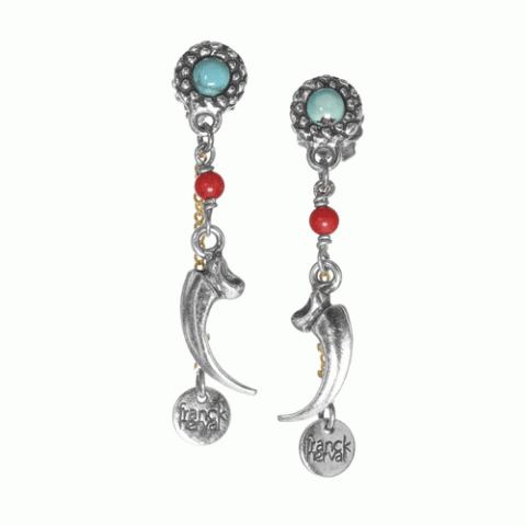 Серьги из амазонита, глины, коралла, жемчуга, яшмы и бирюзы LOUVE 12-62693