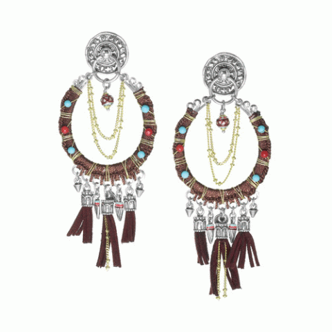 Серьги из амазонита, глины, коралла, жемчуга, яшмы и бирюзы LOUVE 12-62695
