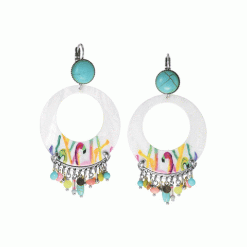 Серьги из ангелита, коралла, нефрита и раковины FLORIDA 12-62700