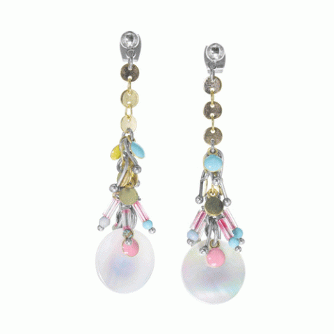 Серьги из ангелита, коралла, нефрита и раковины FLORIDA 12-62702
