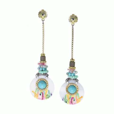 Серьги из ангелита, коралла, нефрита и раковины FLORIDA 12-62704