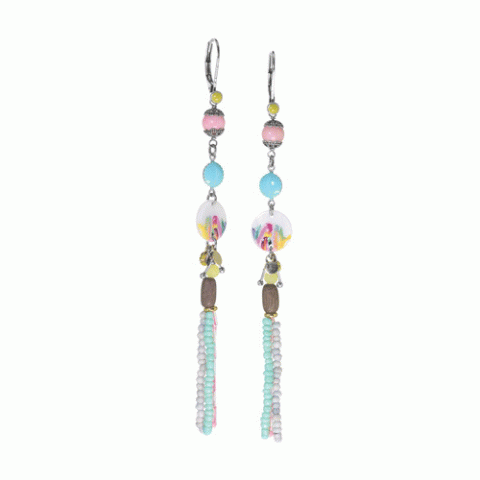 Серьги из ангелита, коралла, нефрита и раковины FLORIDA 12-62706