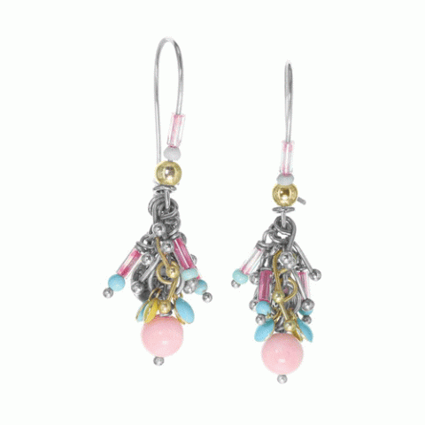 Серьги из ангелита, коралла, нефрита и раковины FLORIDA 12-62711