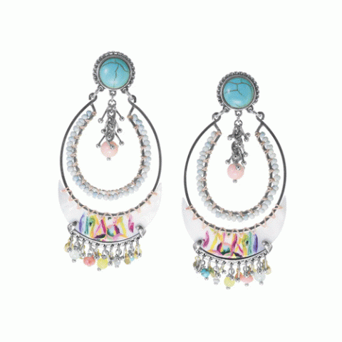 Серьги из ангелита, коралла, нефрита и раковины FLORIDA 12-62712