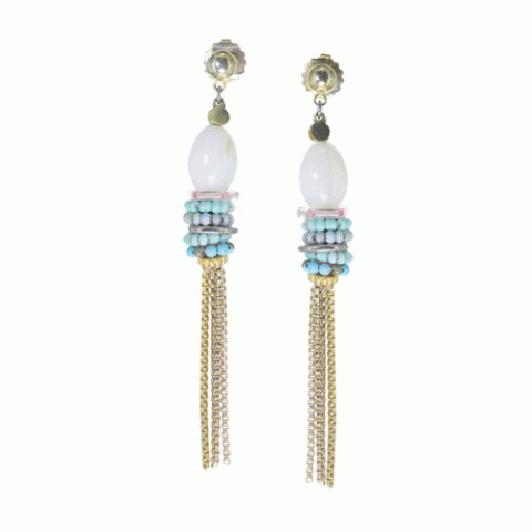 Серьги из ангелита, коралла, нефрита и раковины FLORIDA 12-62713