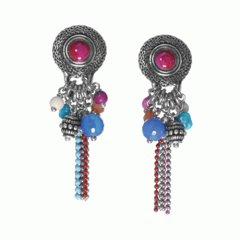 Серьги из агата, сердолика, коралла, нефрита и говлита RITA 12-62741