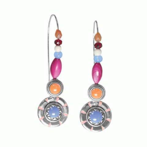 Серьги из агата, сердолика, коралла, нефрита и говлита RITA 12-62742