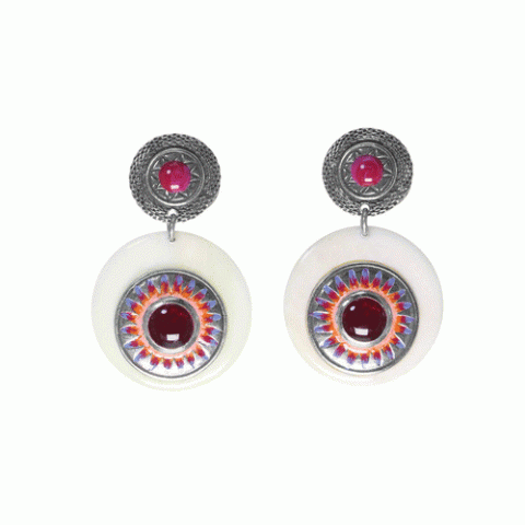 Серьги из агата, сердолика, коралла, нефрита и говлита RITA 12-62743